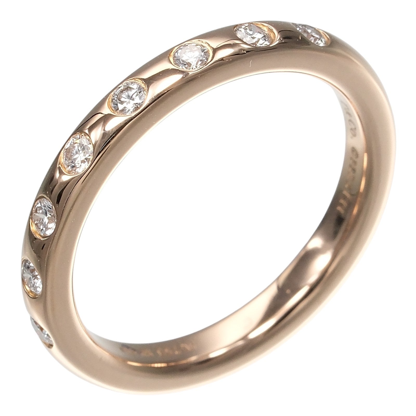 Tiffany & Co. Stacking Band Ring With 8 Diamonds 18K Pink Gold With Diamonds Gold Pink_Gold Ring Jewelry (Pre-Owned)