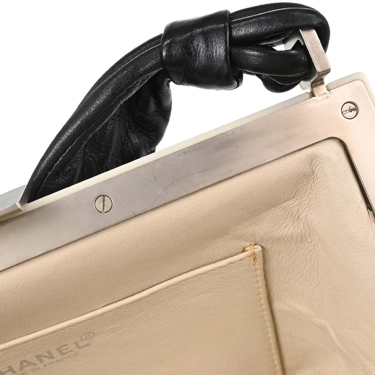 Chanel Chocolate Bar Frame Quilted Lambskin Black Leather Shoulder Bag Bag (Pre-Owned)