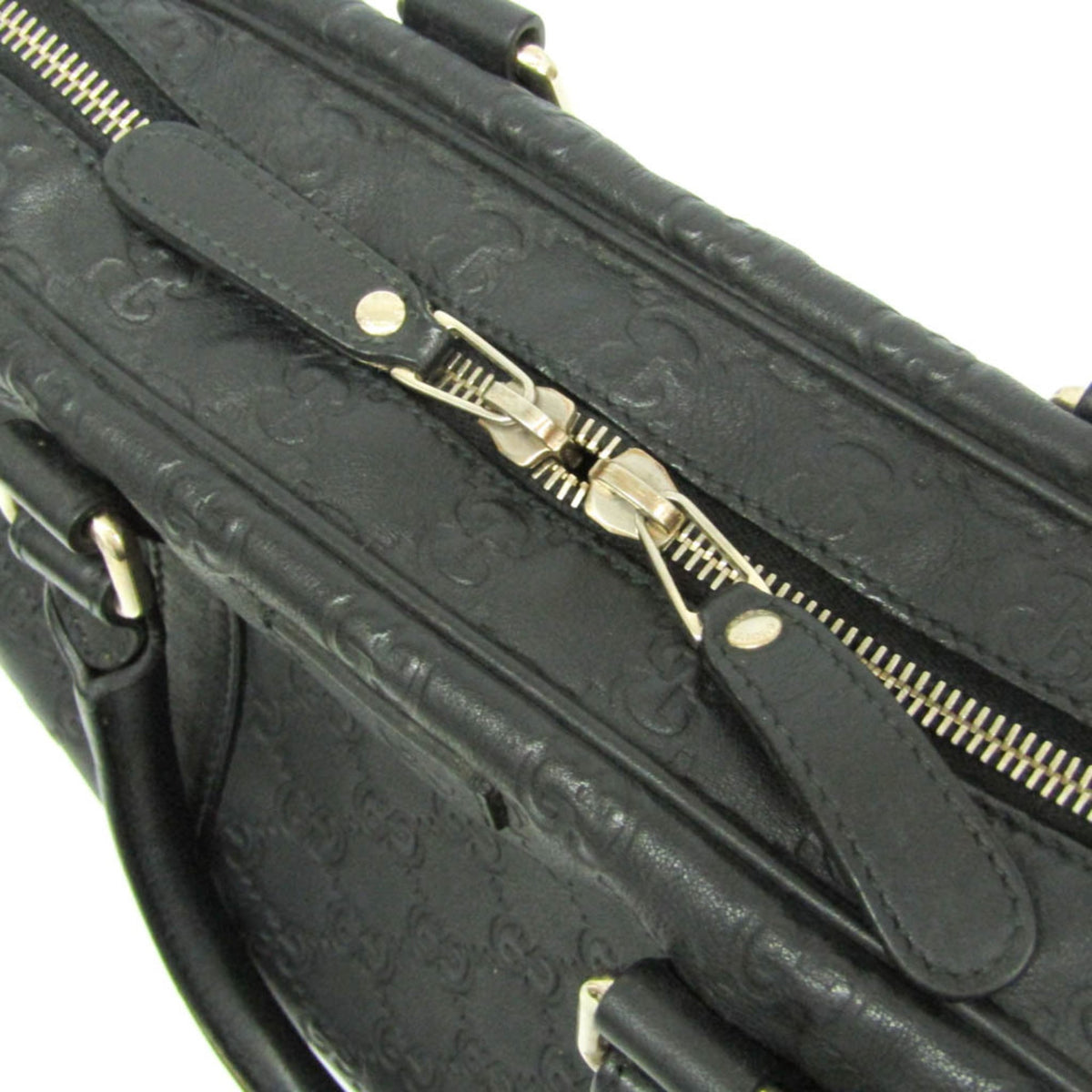 Gucci Convertible Guccissima Leather Black Leather Briefcase Bag (Pre-Owned)
