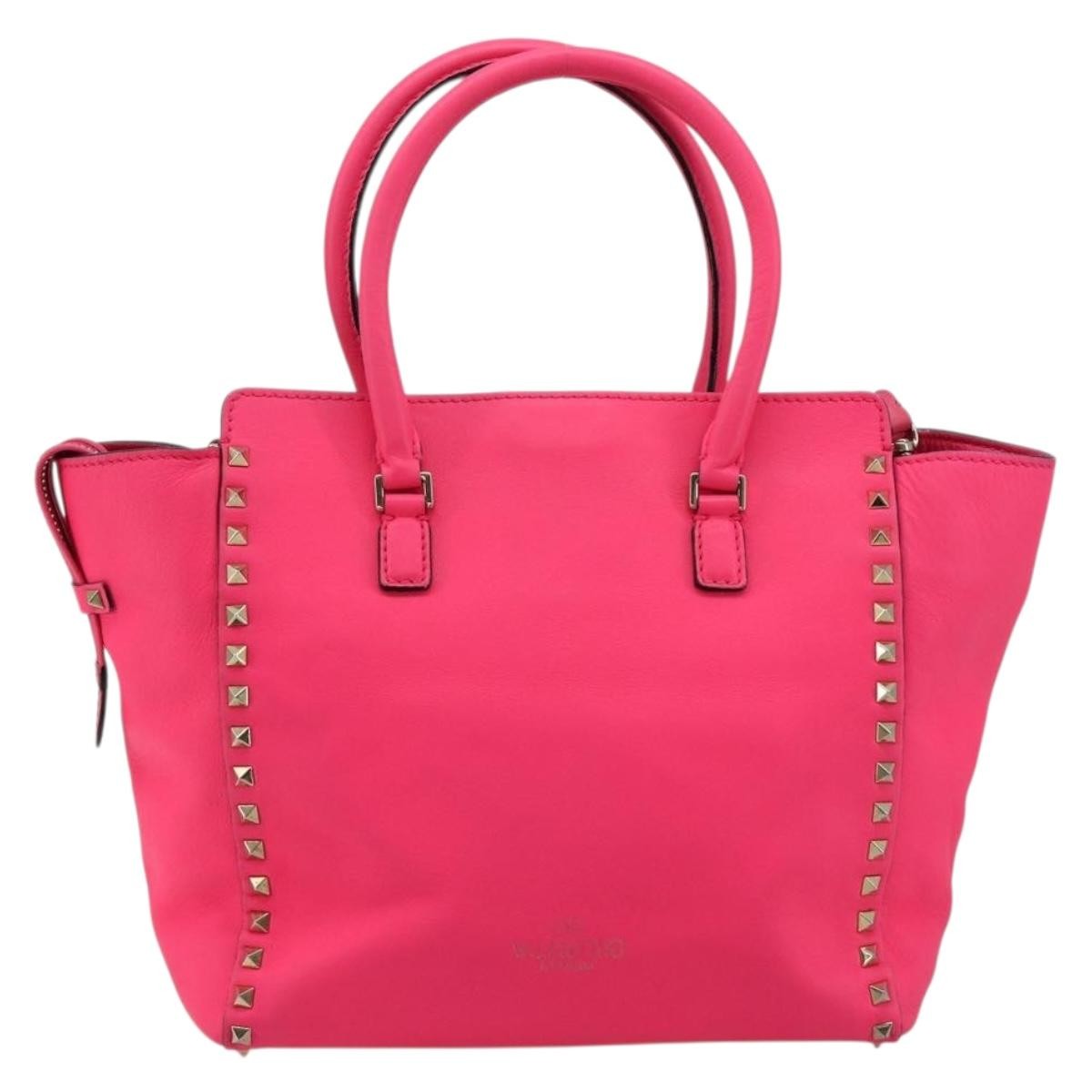 Valentino Garavani Rockstud Tote Soft Leather Pink Leather Tote Bag Bag (Pre-Owned)