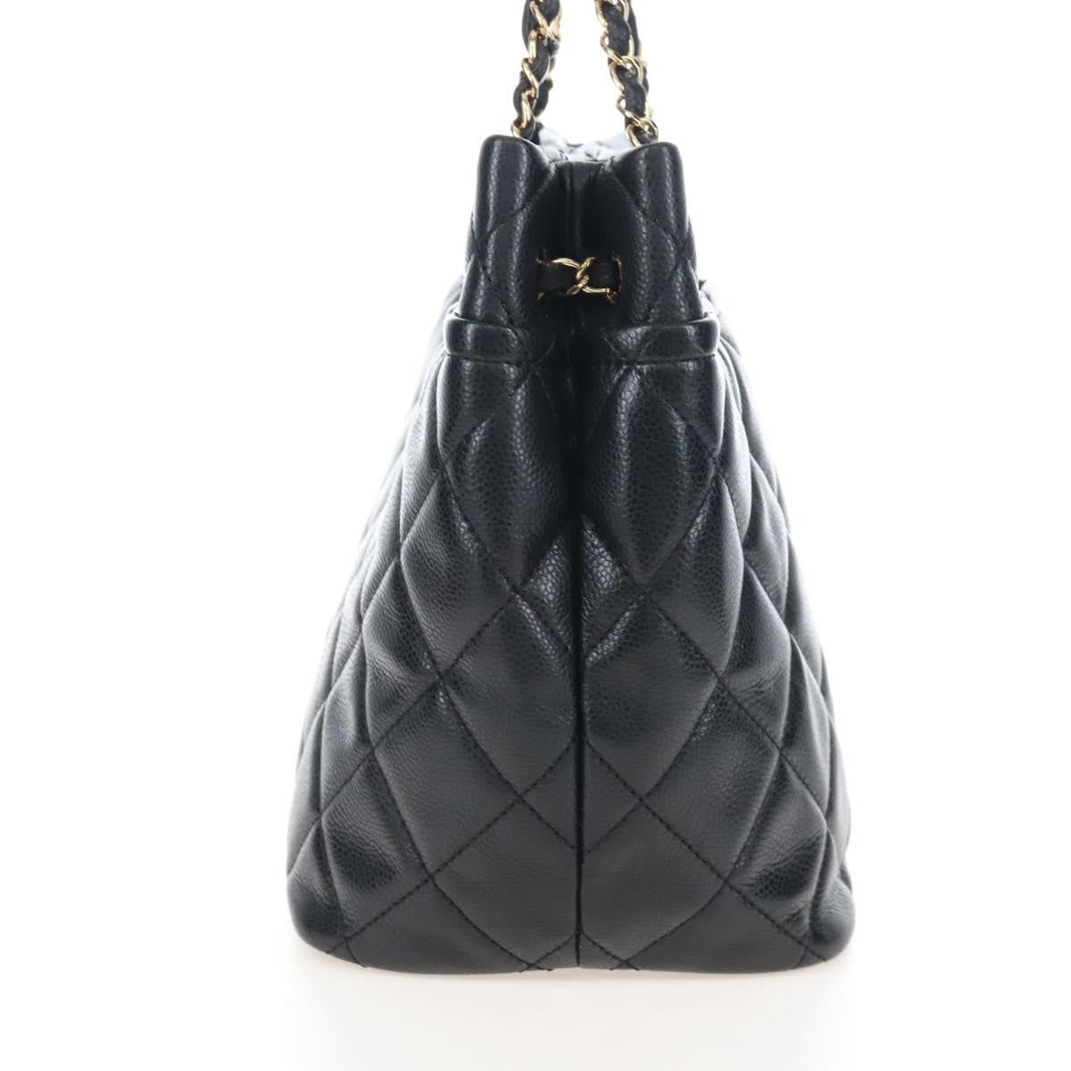 Chanel Timeless Cc Shopping Quilted Caviar Black Leather Tote Bag Bag (Pre-Owned)