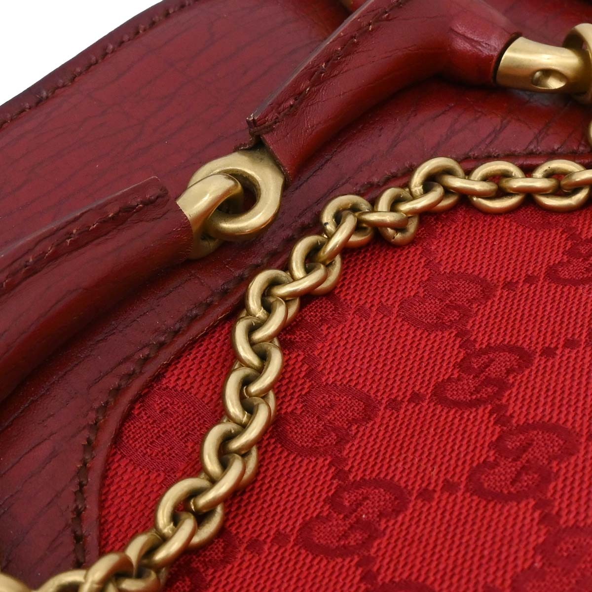Gucci Horsebit Bracket Gg Canvas Red Canvas Tote Bag Bag (Pre-Owned)