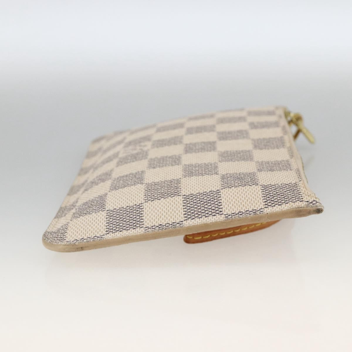 Louis Vuitton Neverfull Pochette Damier Ebene White Canvas Clutche & Pouche Bag (Pre-Owned)