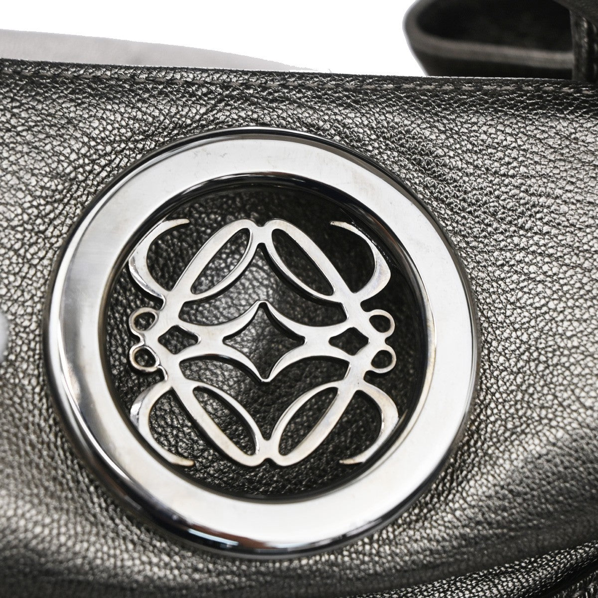 Loewe Anagram Logo Nappa Aire Hand Leather Gray Leather Handbag (Pre-Owned)