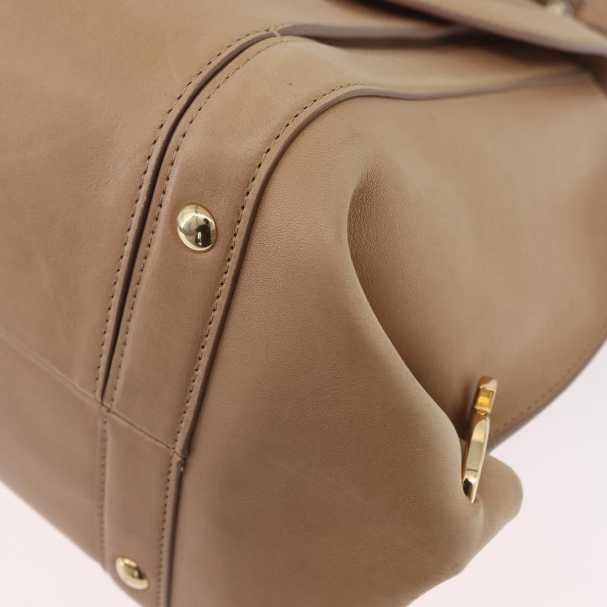 Salvatore Ferragamo Suzanna Satchel Smooth Leather Beige Leather Handbag (Pre-Owned)