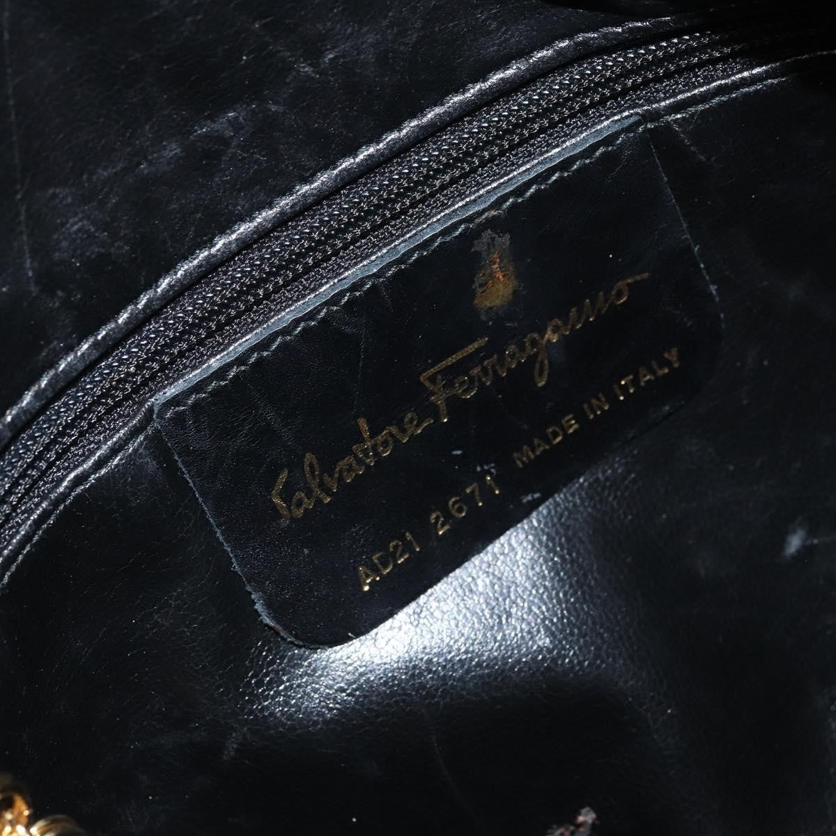 Salvatore Ferragamo Vintage Canvas Black Canvas Shoulder Bag Bag (Pre-Owned)