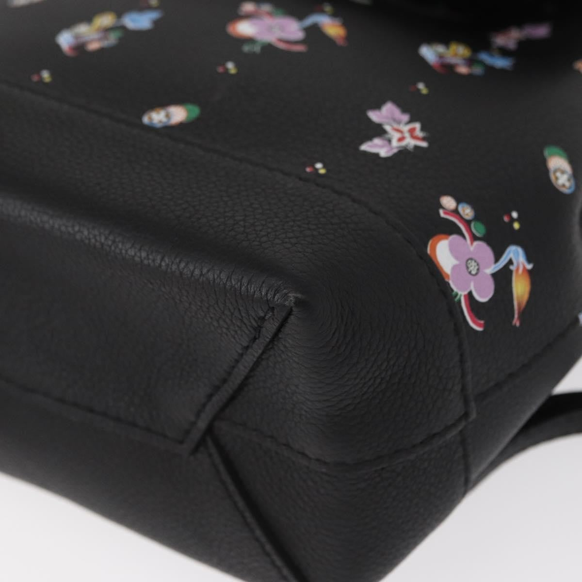 Louis Vuitton Lockme Floral Printed Leather Black Leather Backpack Bag (Pre-Owned)