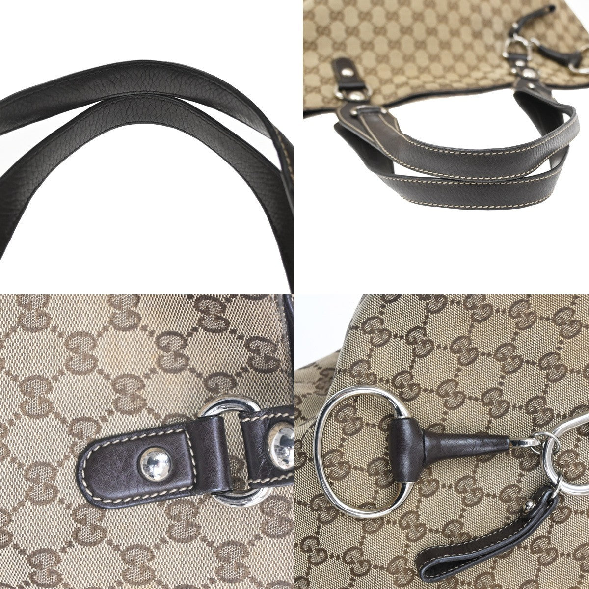 Gucci Icon Bit Gg Canvas Brown Canvas Tote Bag Bag (Pre-Owned)