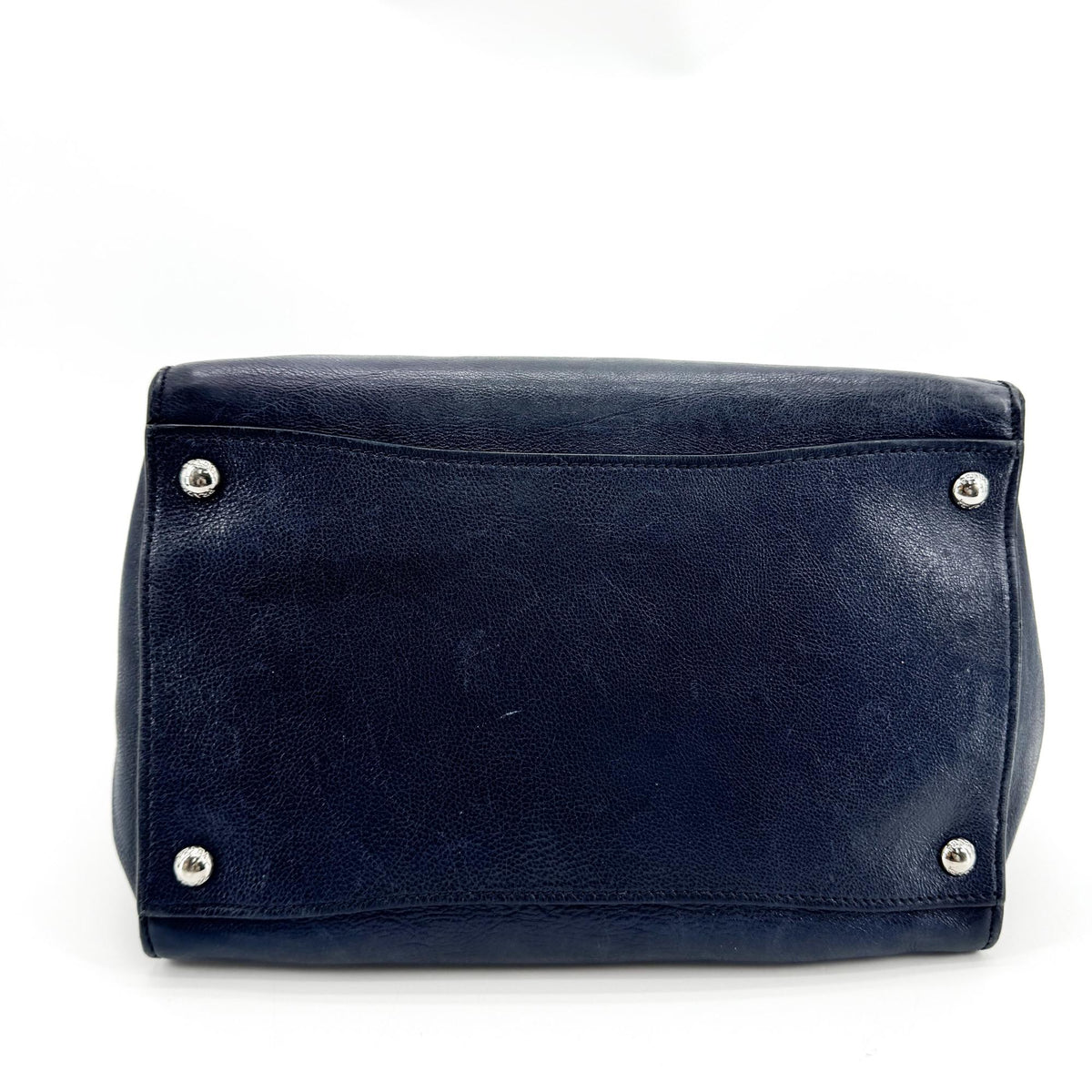 Prada Twin Pocket Convertible Leather Navy Leather Tote Bag Bag (Pre-Owned)