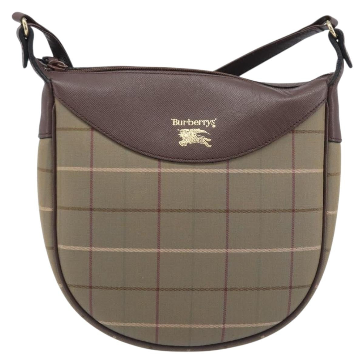 Burberry Nova Check Shoulder Bag Canvas Brown Canvas Shoulder Bag Bag (Pre-Owned)