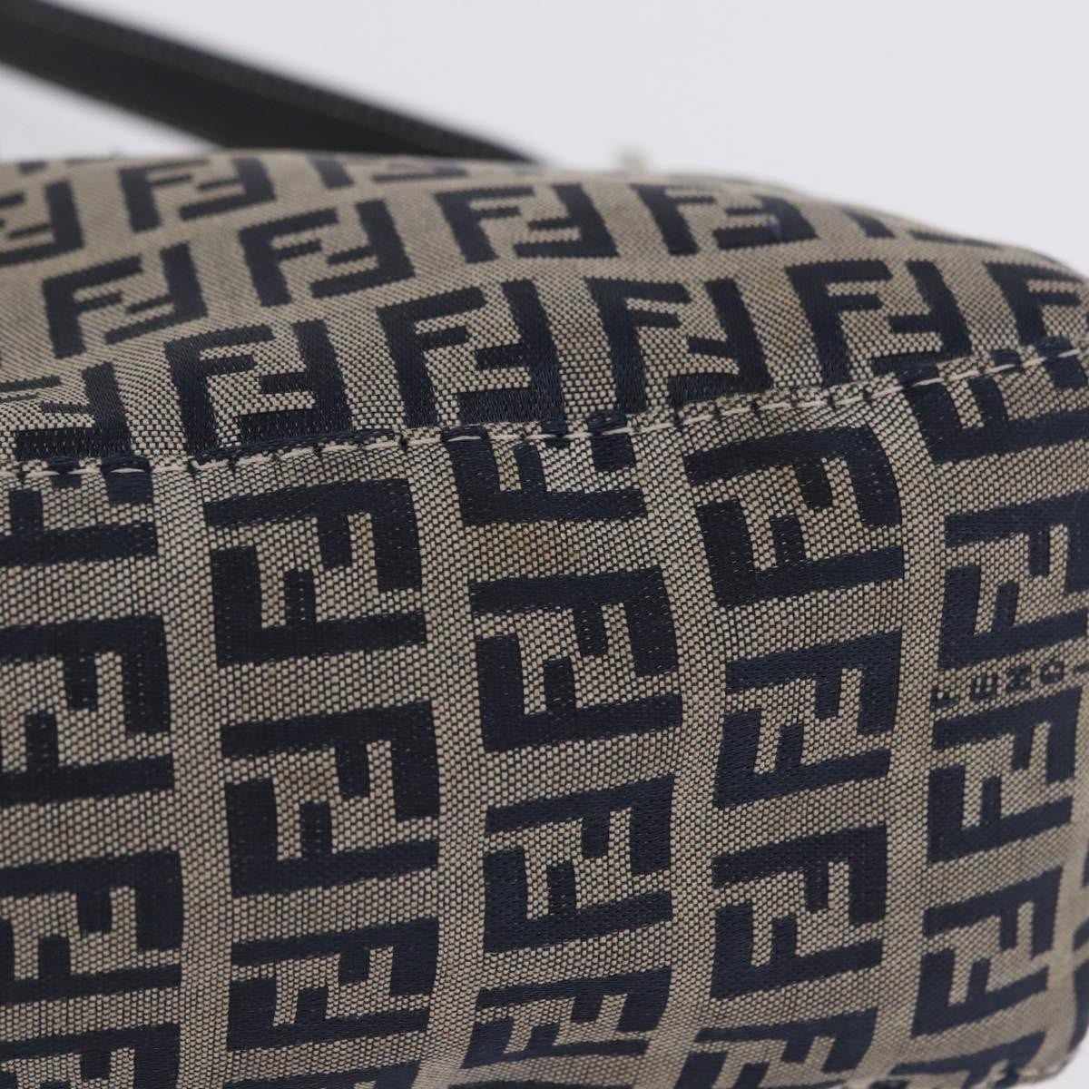 Fendi Baguette Zucca Canvas Navy Canvas Handbag (Pre-Owned)