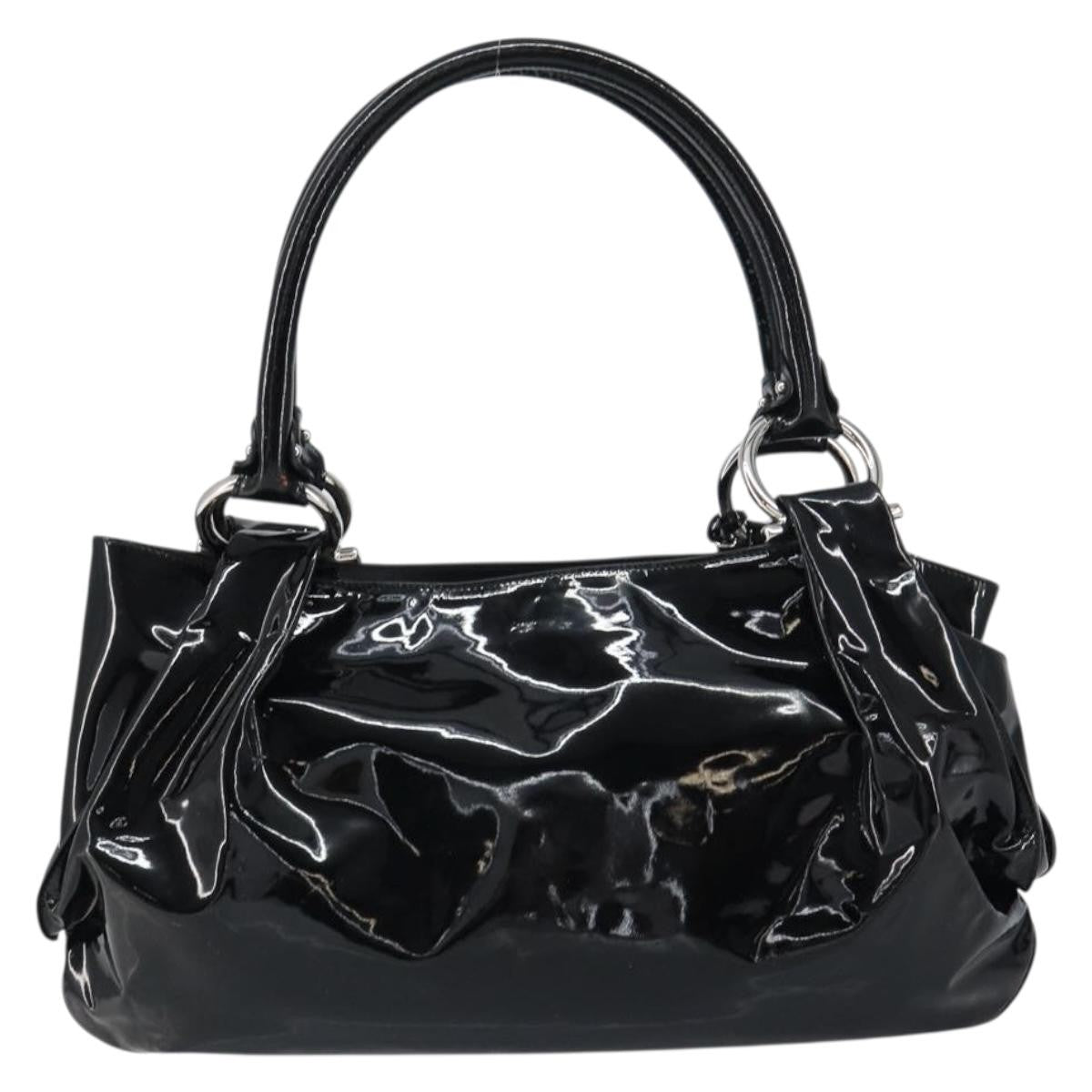 Salvatore Ferragamo Gancini Tote Patent Leather Black Patent_Leather Tote Bag Bag (Pre-Owned)