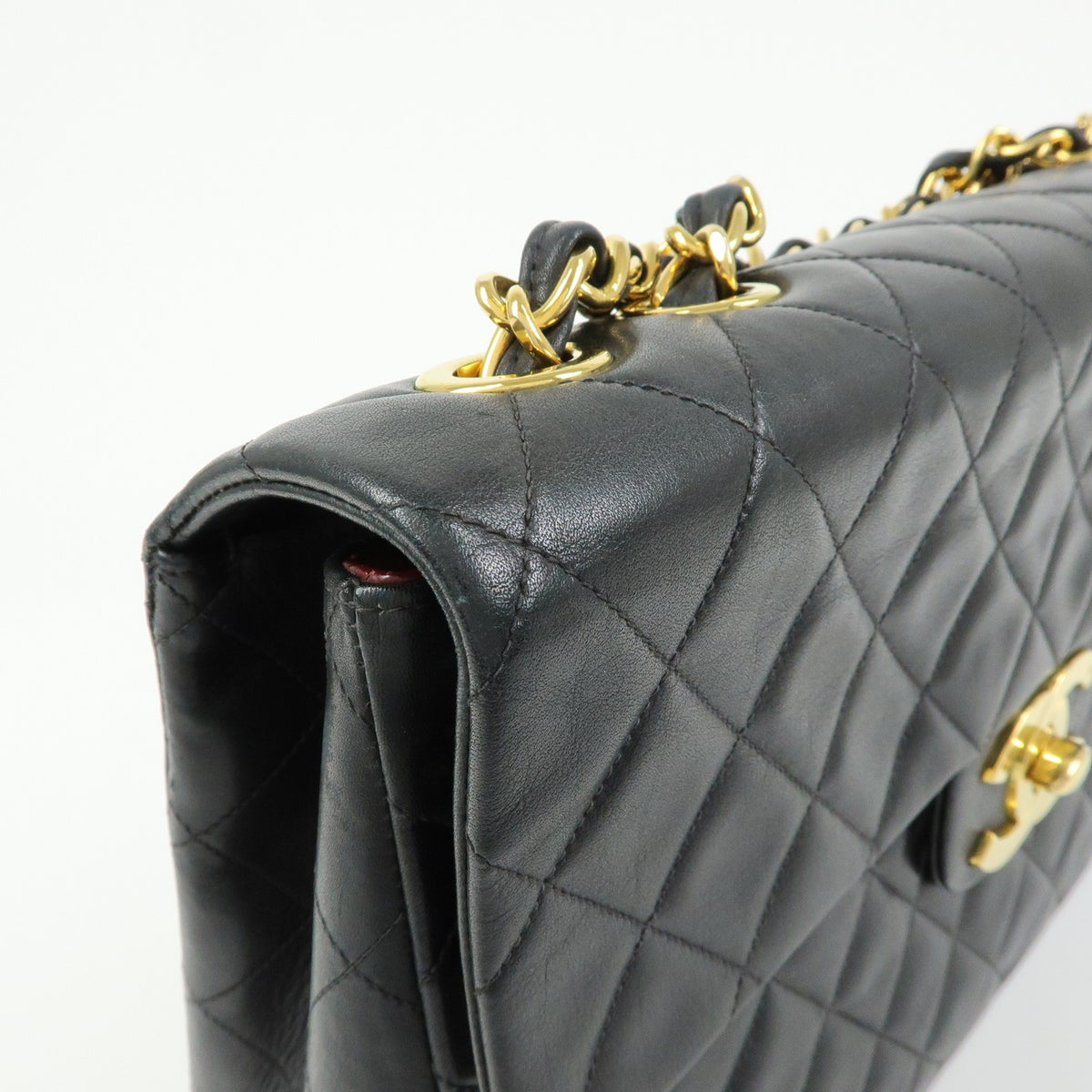 Chanel Vintage Timeless Cc Flap Quilted Lambskin Black Leather Handbag (Pre-Owned)
