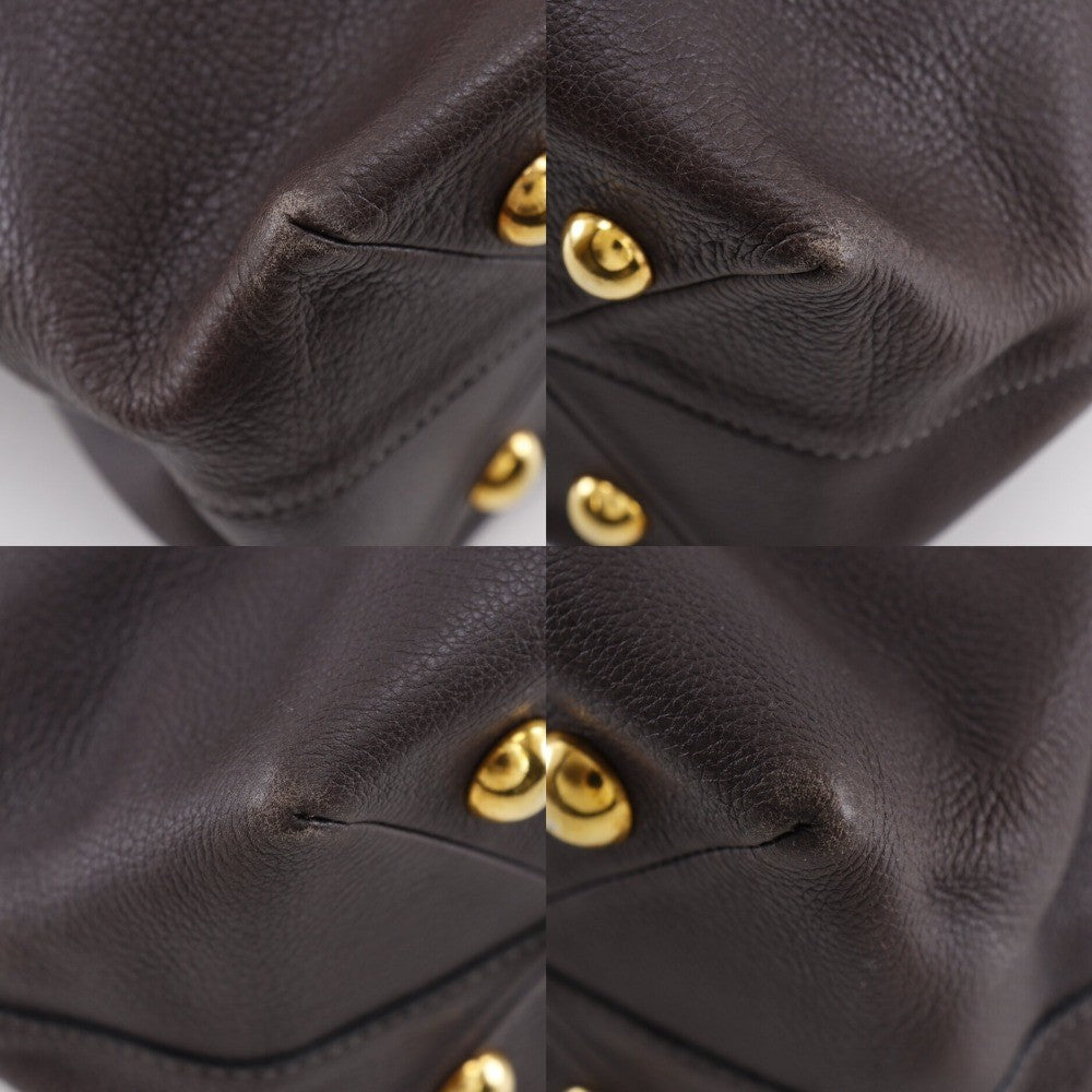 Delvaux Tote Bag Leather Brown Leather Tote Bag Bag (Pre-Owned)