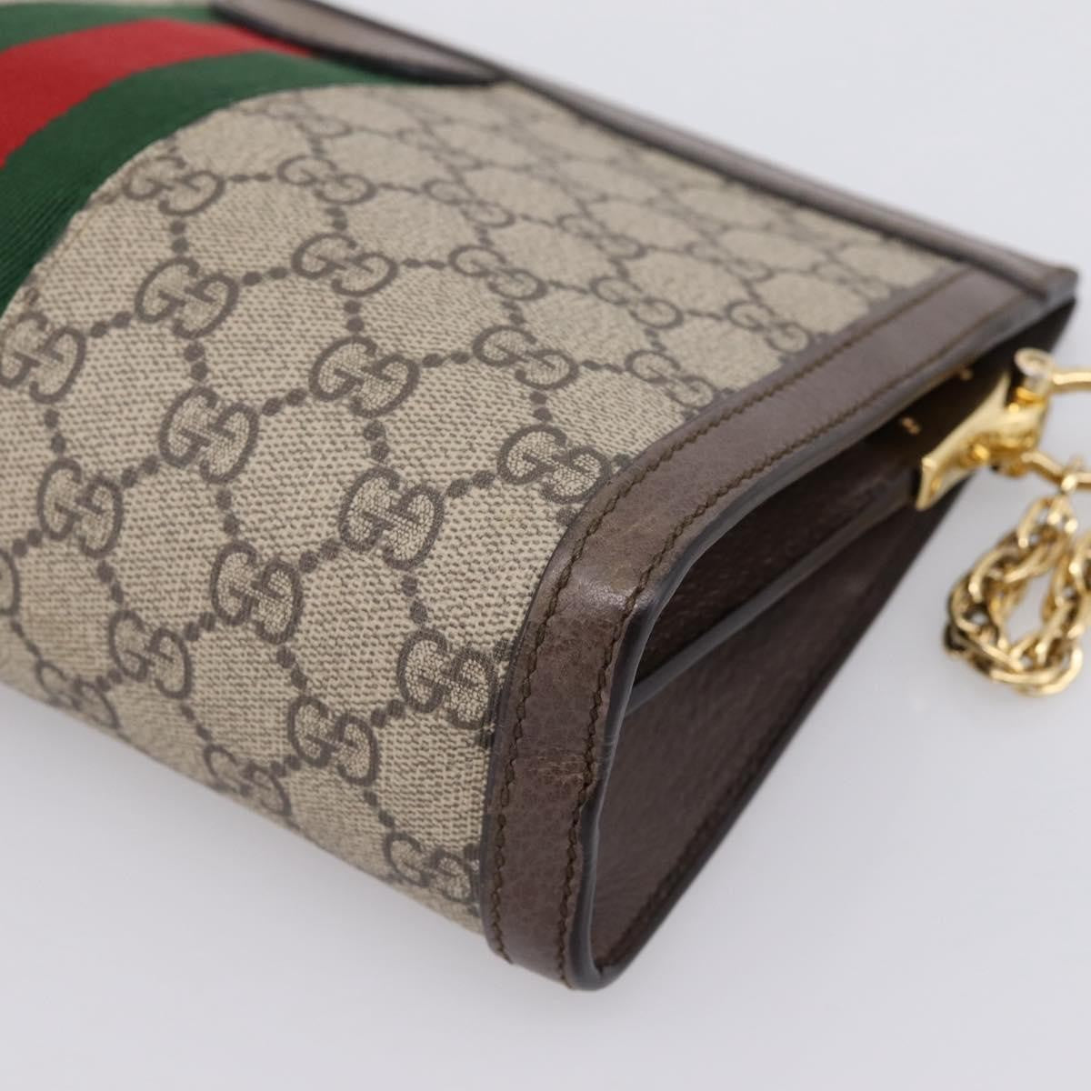 Gucci Ophidia Chain Gg Coated Canvas Beige Canvas Shoulder Bag Bag (Pre-Owned)