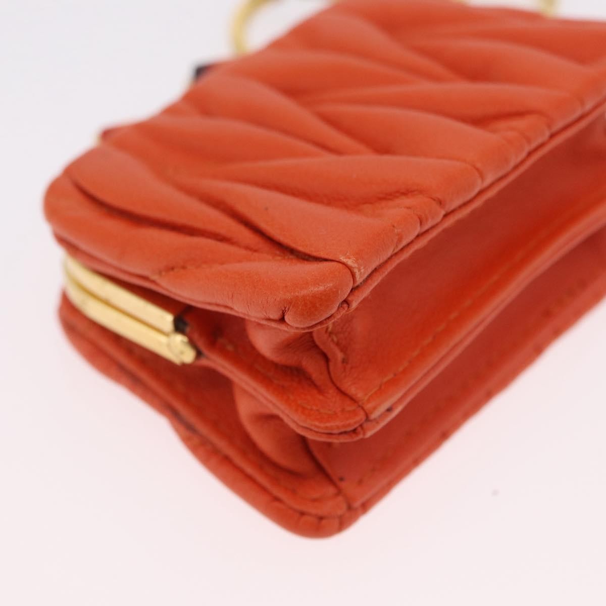 Miu Miu Sword Wallet Charm Leather Matelasse Orange Leather Crossbody Bag Bag (Pre-Owned)