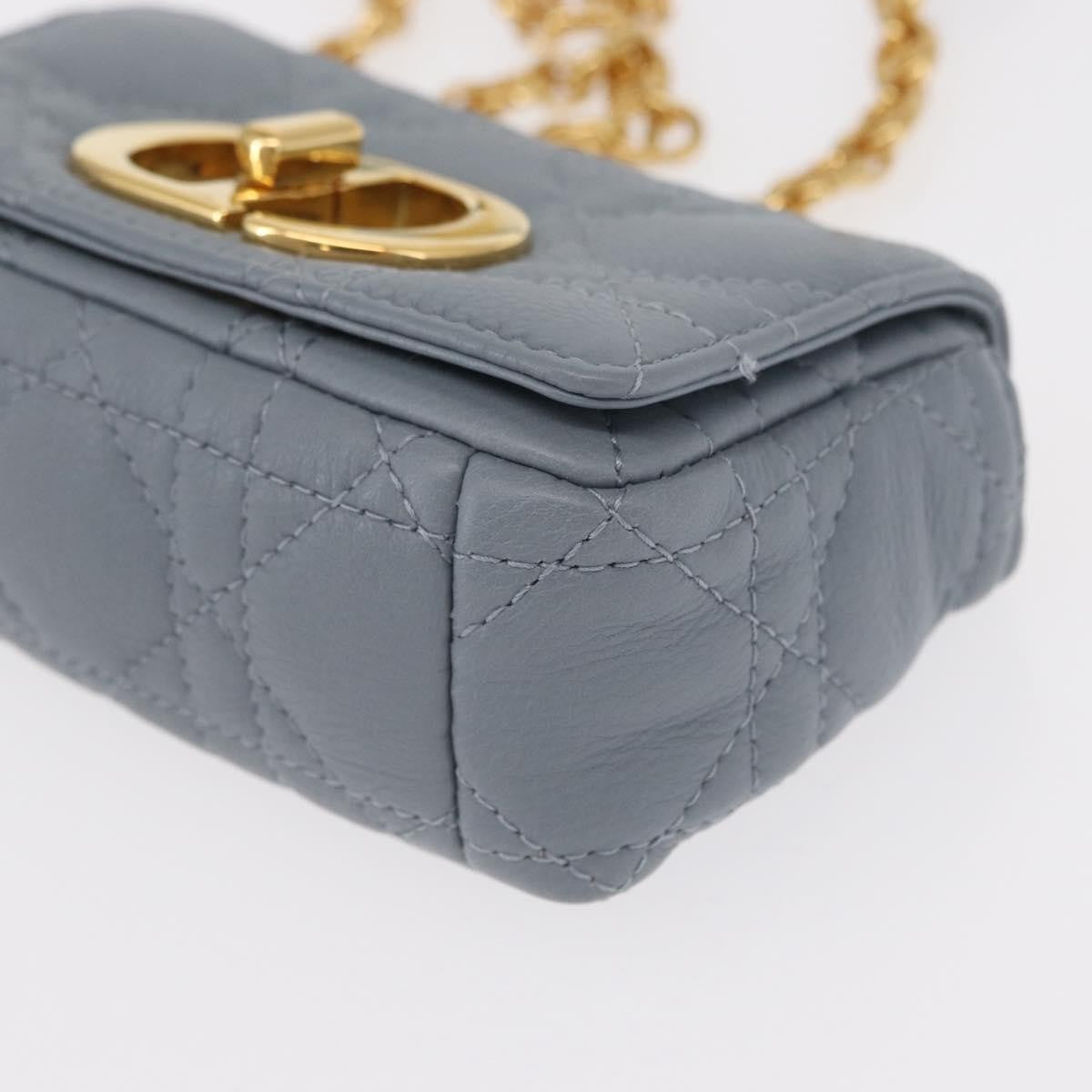 Christian Dior Caro Cannage Quilt Calfskin Blue Leather Shoulder Bag Bag (Pre-Owned)