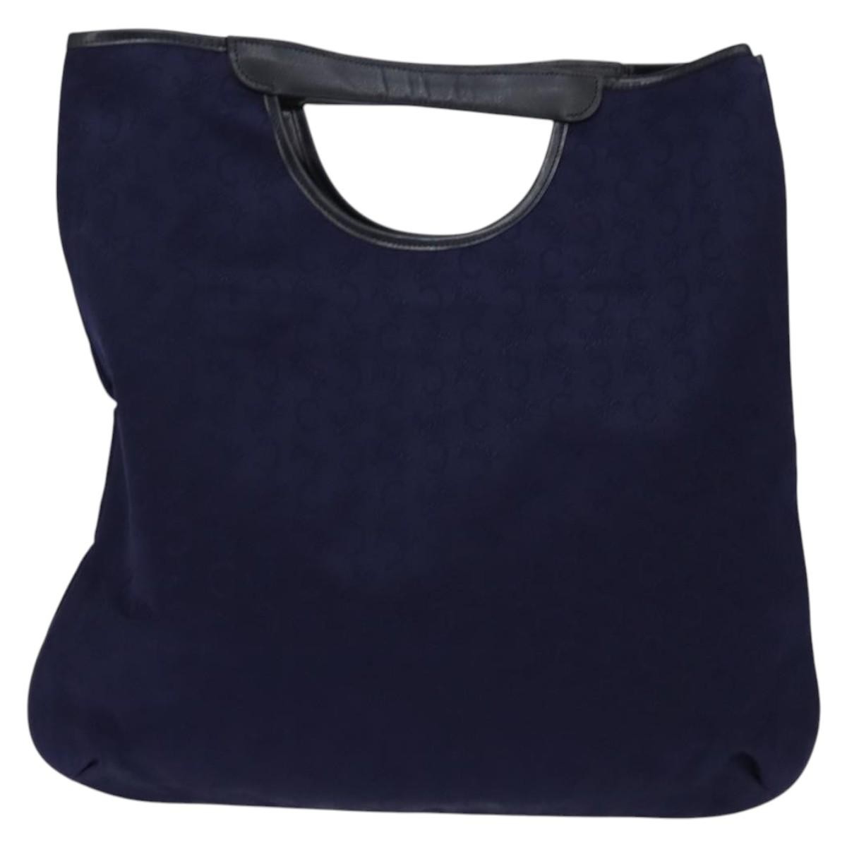 Celine C Sulky Canvas Navy Canvas Handbag (Pre-Owned)