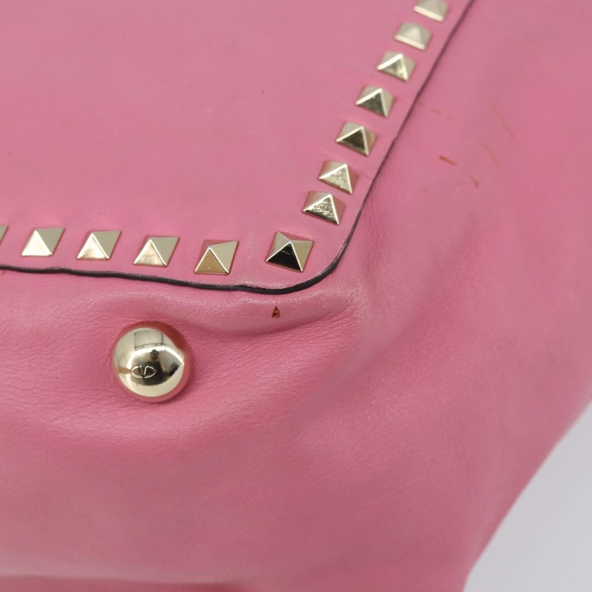 Valentino Garavani Rockstud Tote Soft Leather Pink Leather Tote Bag Bag (Pre-Owned)