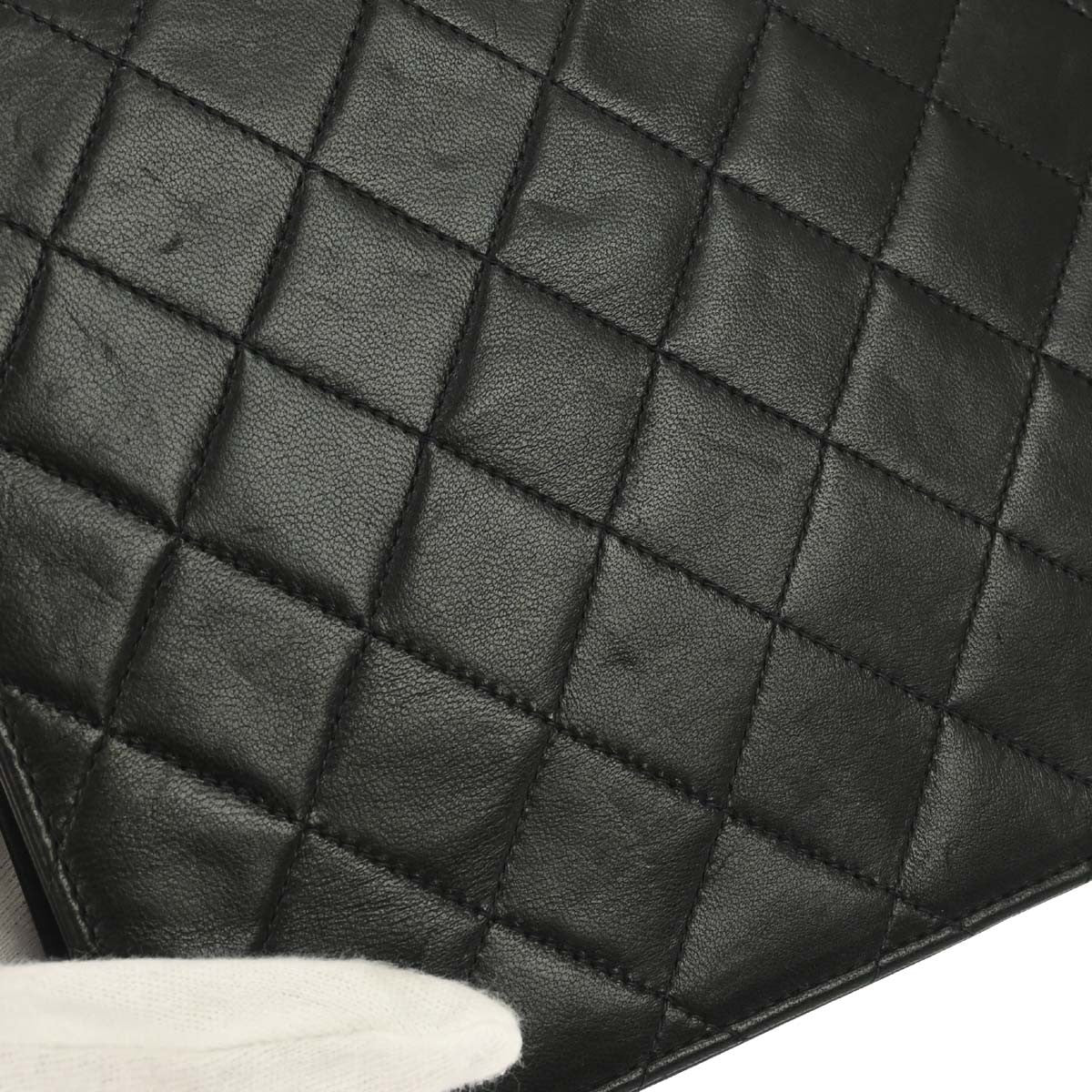 Chanel Vintage Classic Flap Quilted Lambskin Black Leather Shoulder Bag Bag (Pre-Owned)