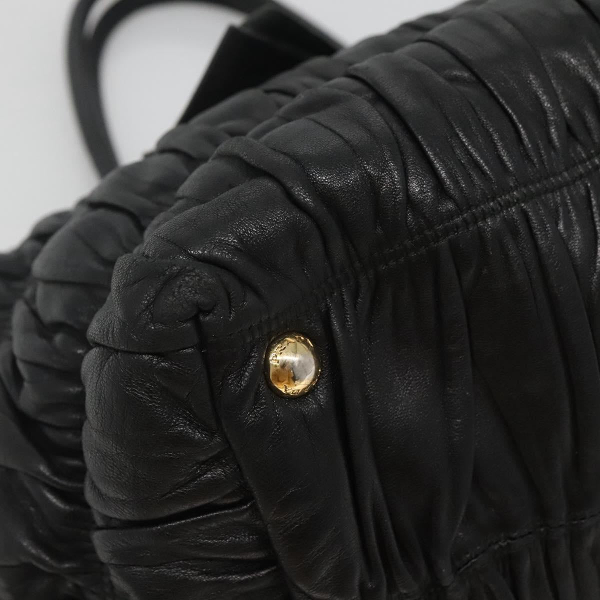 Prada Nappa Gaufre Bow Leather Black Leather Tote Bag Bag (Pre-Owned)