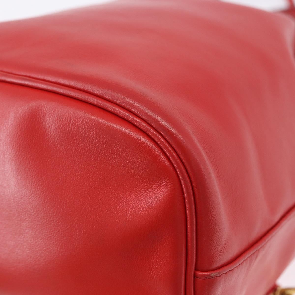 Prada Drawstring Pocket Bucket Soft Calf Red Leather Shoulder Bag Bag (Pre-Owned)
