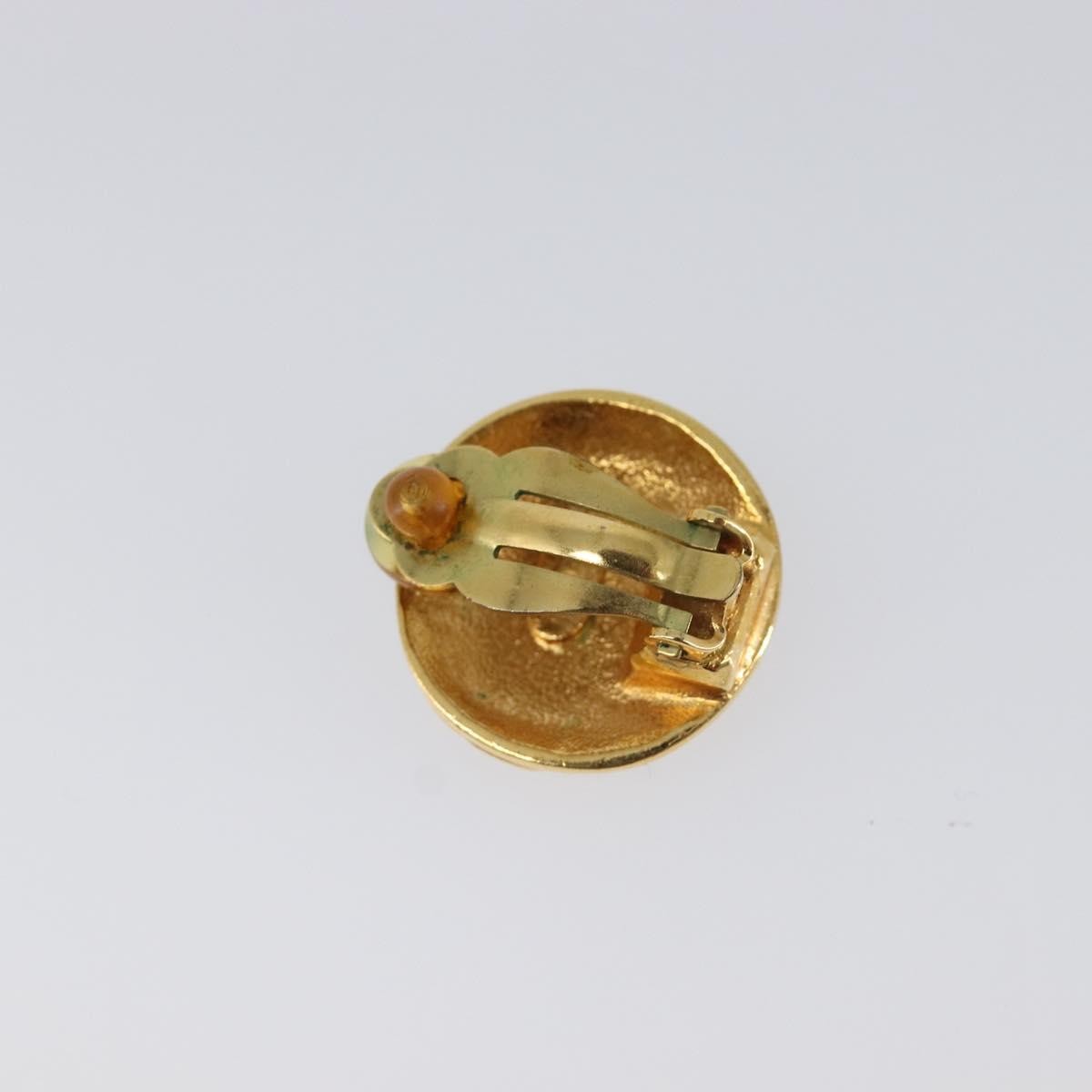 Chanel Vintage Round Cc Clip-On Metal Gold Metal Earrings Jewelry (Pre-Owned)