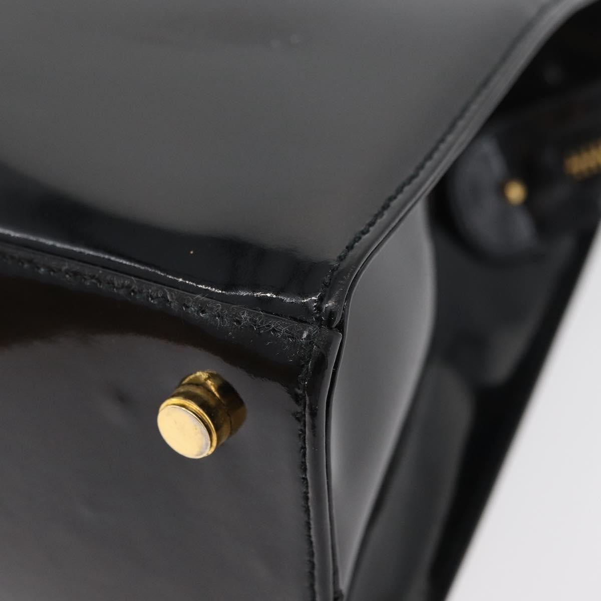 Salvatore Ferragamo Vala Patent Leather Black Patent_Leather Handbag (Pre-Owned)