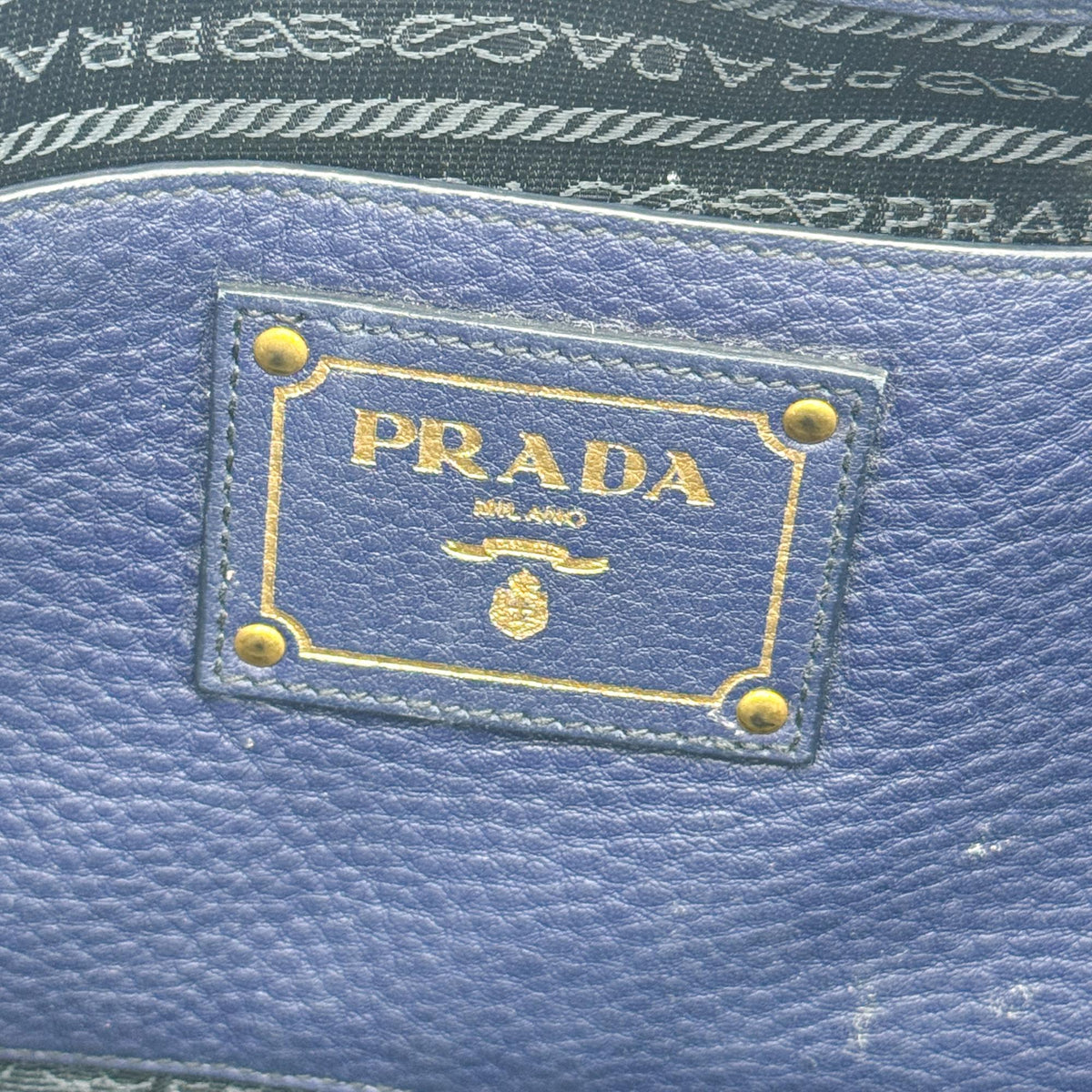 Prada Tote Vitello Daino Vitello Daino Navy Calfskin Tote Bag Bag (Pre-Owned)