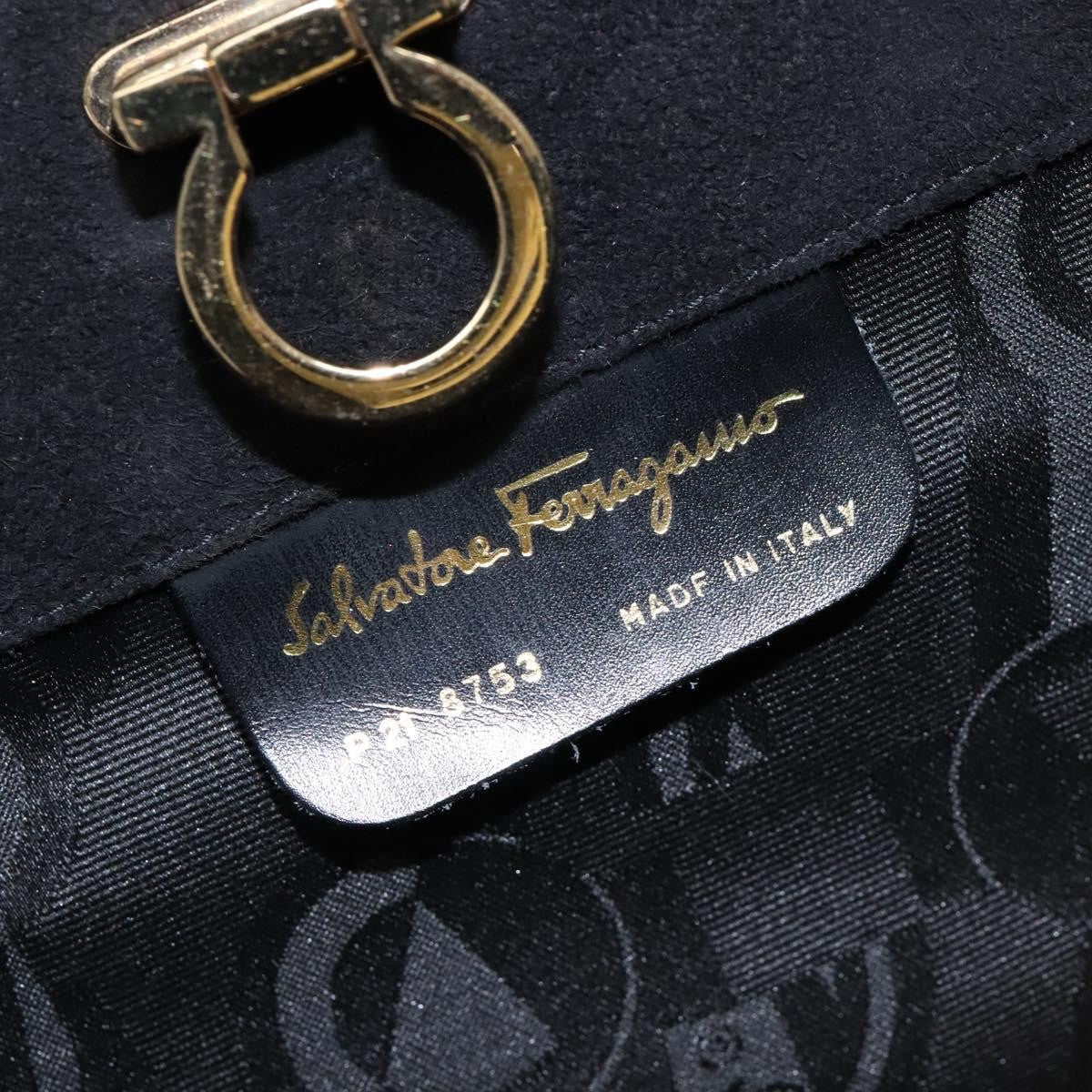 Salvatore Ferragamo Gancini Chain Suede Black Suede Shoulder Bag Bag (Pre-Owned)