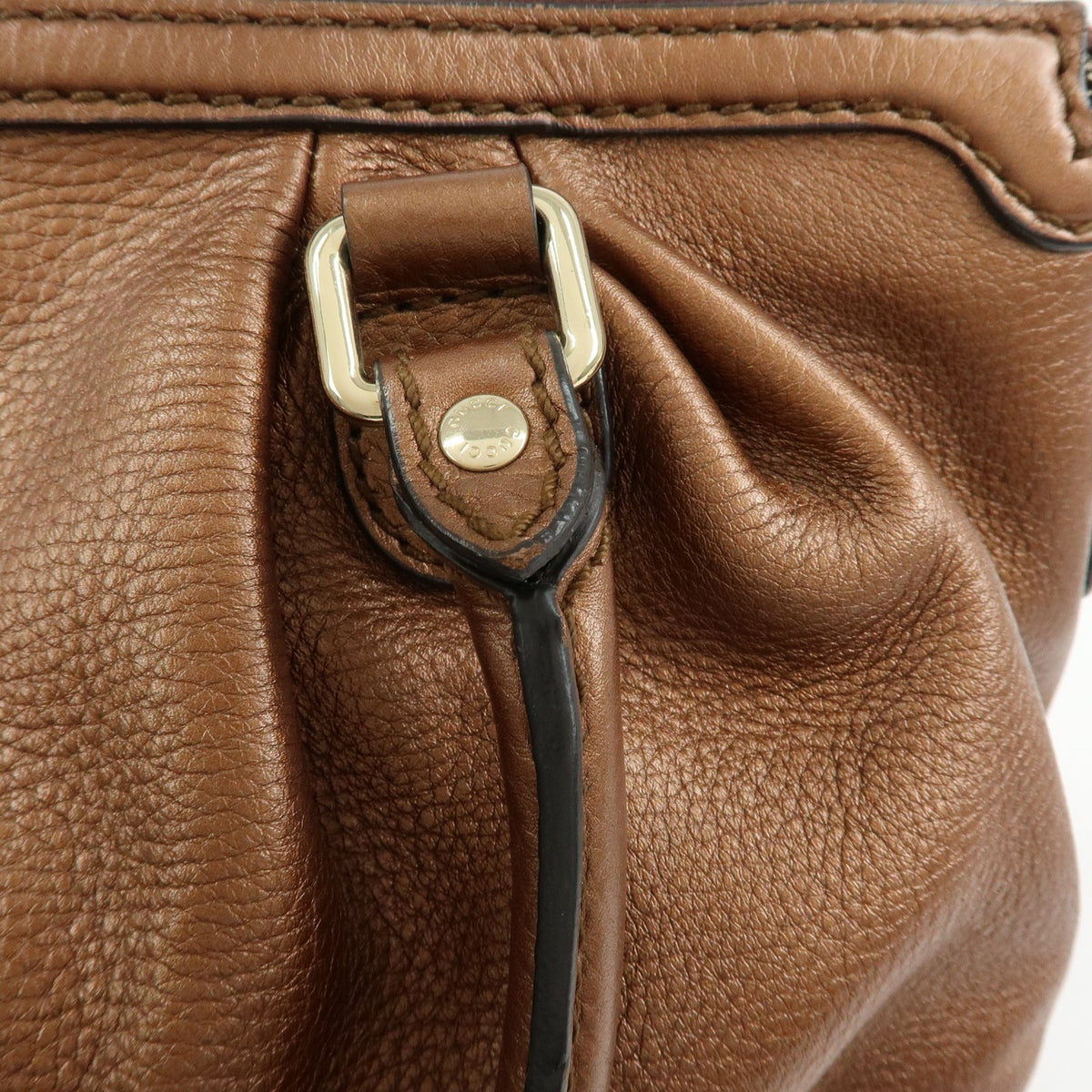 Gucci Sukey Top Handle Satchel Leather Brown Leather Handbag (Pre-Owned)