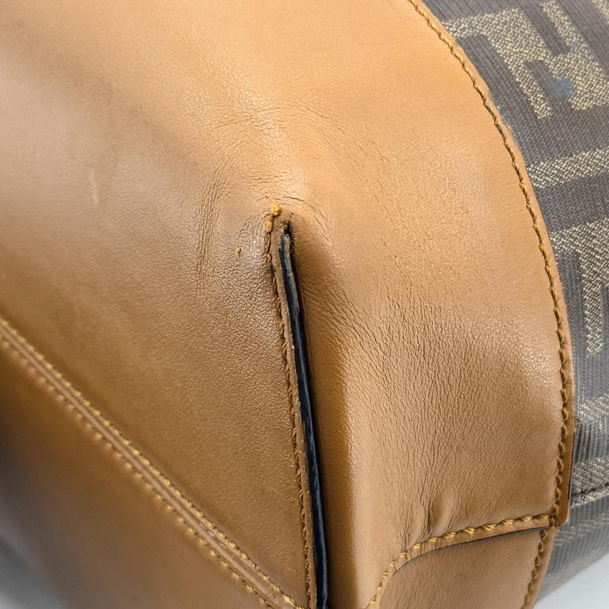 Fendi Ff Logo Stamp Shopping Zucca Coated Canvas Brown Canvas Tote Bag Bag (Pre-Owned)