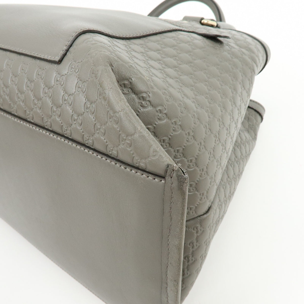 Gucci Zip Pocket Soft Microguccissima Leather Gray Leather Tote Bag Bag (Pre-Owned)