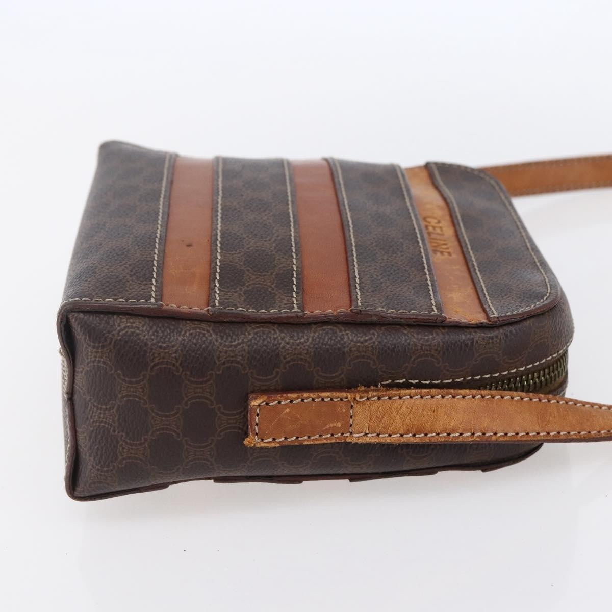Celine Vintage Macadam Canvas And Leather Brown Canvas Shoulder Bag Bag (Pre-Owned)