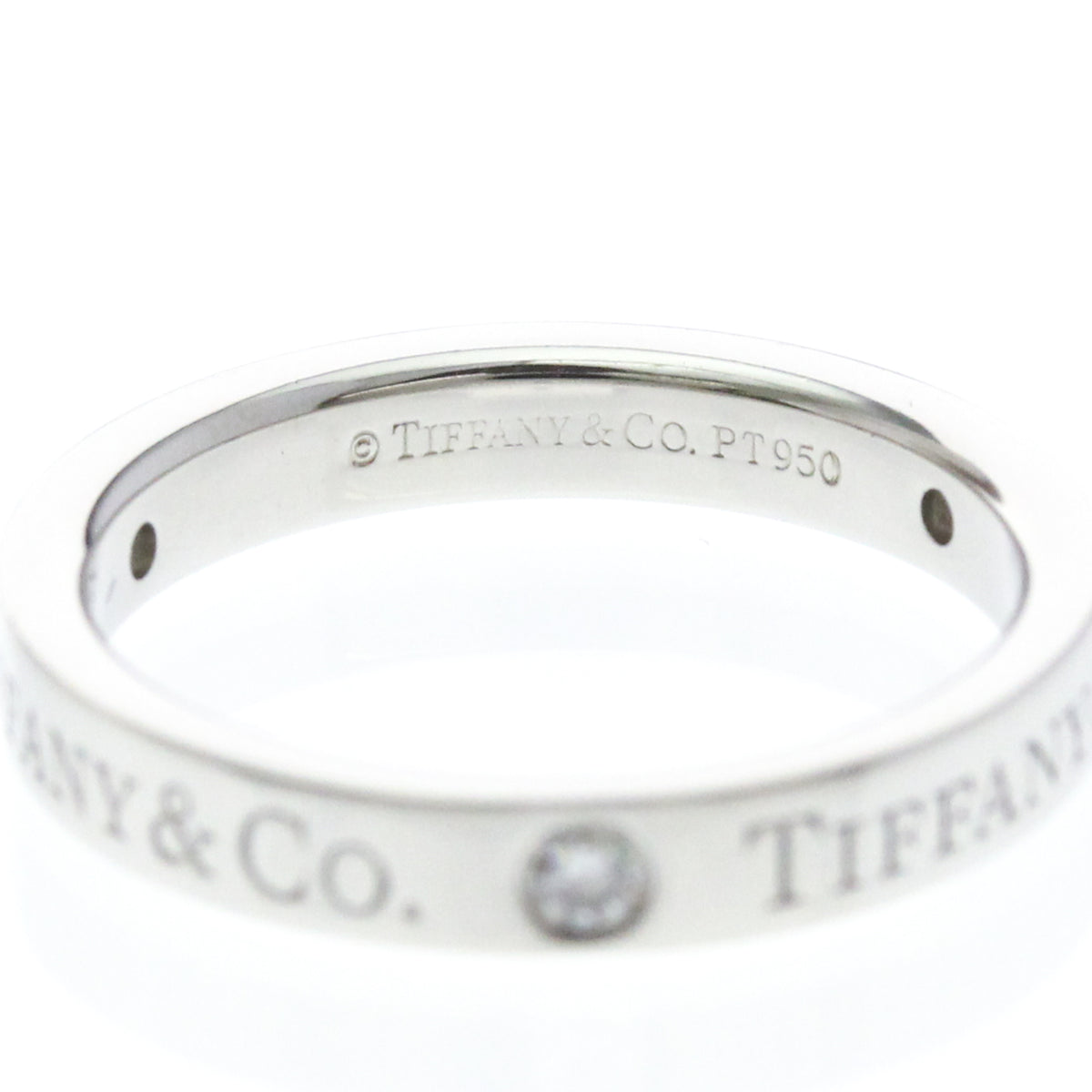 Tiffany & Co. Logo Band Platinum And Diamonds Silver Platinum Ring Jewelry (Pre-Owned)