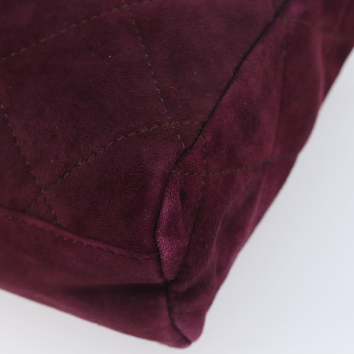 Prada Vintage Chain Flap Suede Burgundy Suede Shoulder Bag Bag (Pre-Owned)