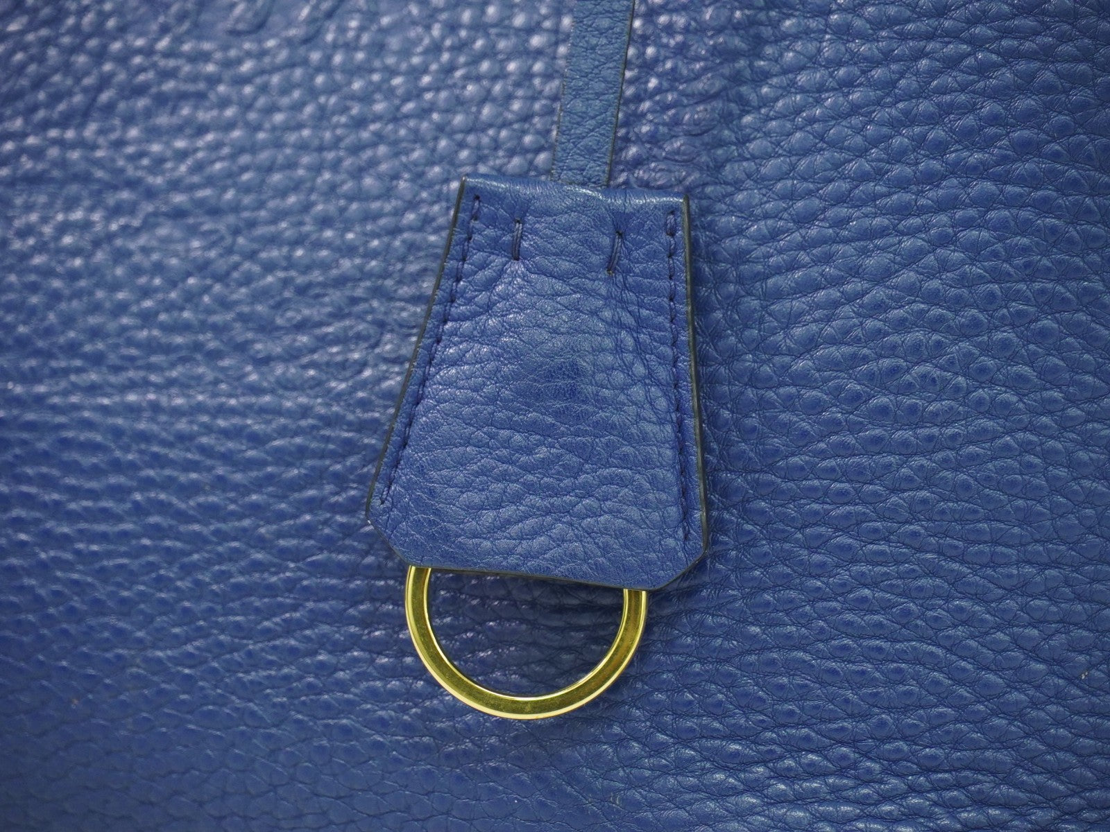 Prada Embossed Logo Open Tote Leather Blue Leather Tote Bag Bag (Pre-Owned)