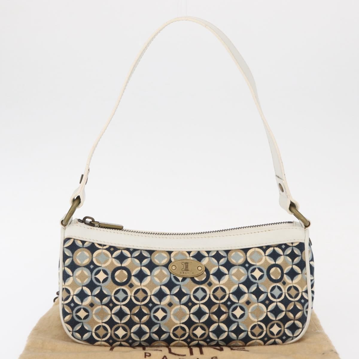 Celine Vintage Pochette Canvas Navy Canvas Clutche & Pouche Bag (Pre-Owned)