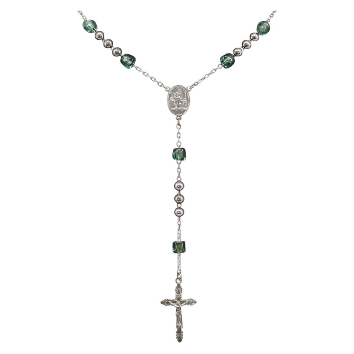 Dolce & Gabbana Cross Pendant Metal With Crystals, Enamel And Faux Pearls Silver Metal Necklace Jewelry (Pre-Owned)