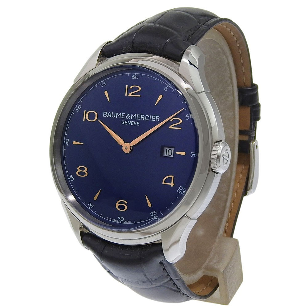 Baume & Mercier Clifton Stainless Steel And Leather Watch (Pre-Owned)