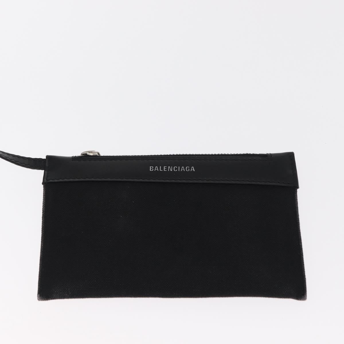 Balenciaga Navy Cabas Canvas With Leather Black Canvas Tote Bag Bag (Pre-Owned)