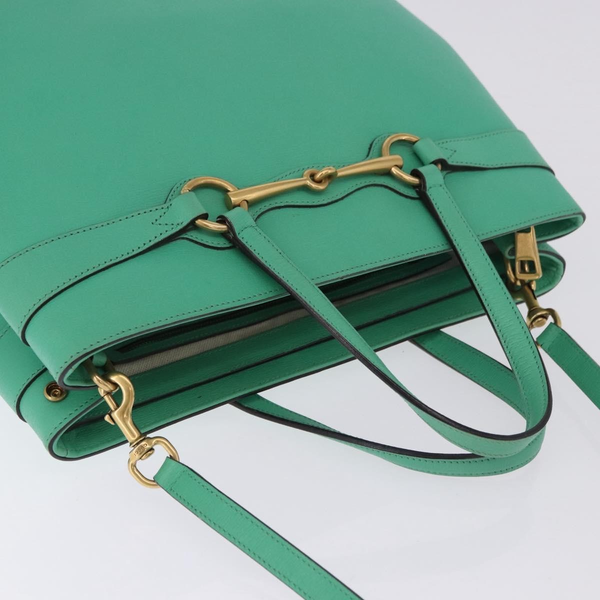Gucci Bright Bit Convertible Leather Green Leather Tote Bag Bag (Pre-Owned)