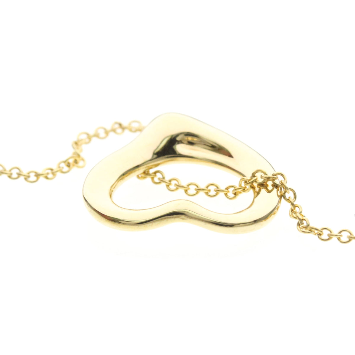 Tiffany & Co. Elsa Peretti Open Heart Pendant 18K Yellow Gold Gold Yellow_Gold Necklace Jewelry (Pre-Owned)