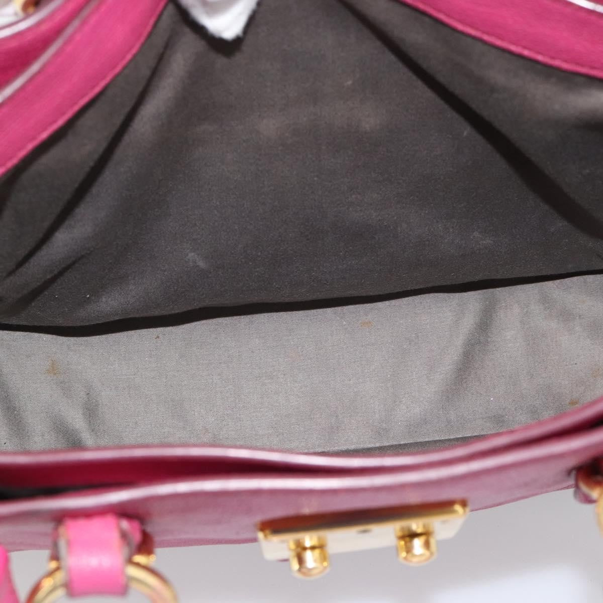 Miu Miu Madras Convertible Lock Leather Pink Leather Tote Bag Bag (Pre-Owned)