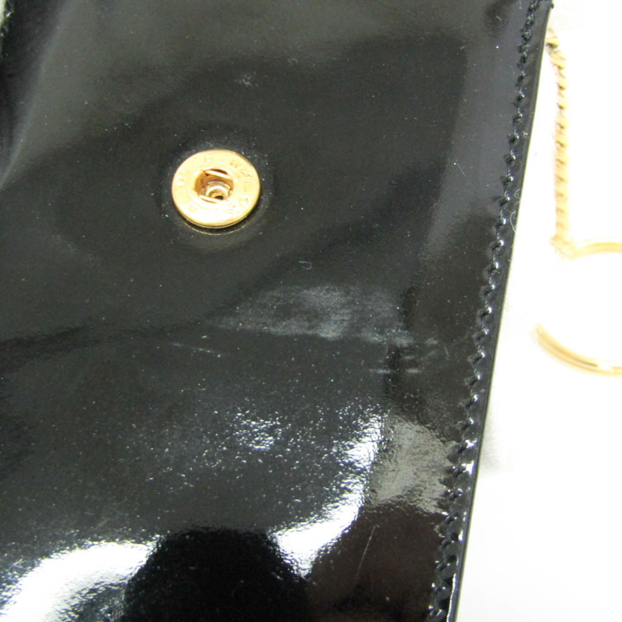Chanel Key Pouch Patent Black Leather Clutche & Pouche Bag (Pre-Owned)