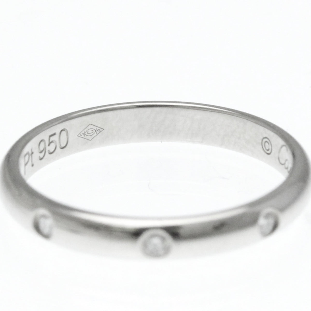 Cartier 1895 Wedding Band 3 Diamonds Platinum With Diamonds Silver Platinum Ring Jewelry (Pre-Owned)