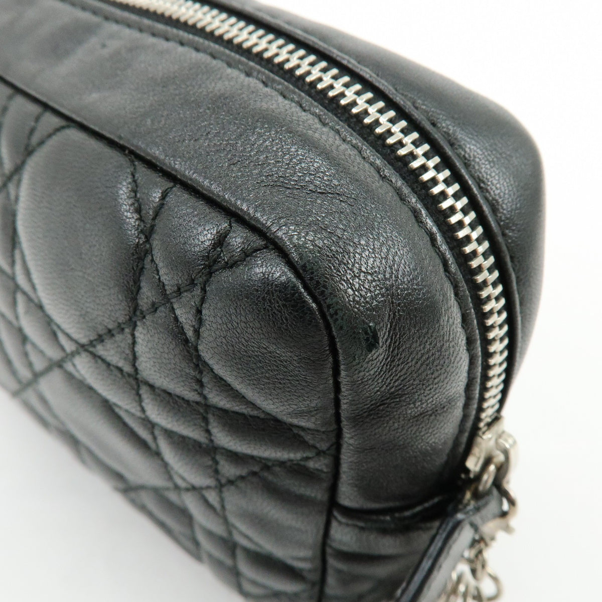 Christian Dior Lady Dior Cannage Quilt Leather Black Leather Wallets Accessory (Pre-Owned)