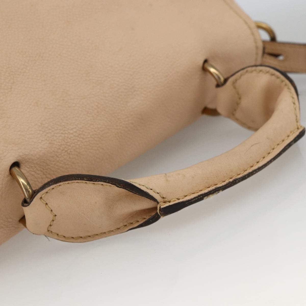 Chloe Elsie Convertible Satchel Leather Beige Leather Handbag (Pre-Owned)