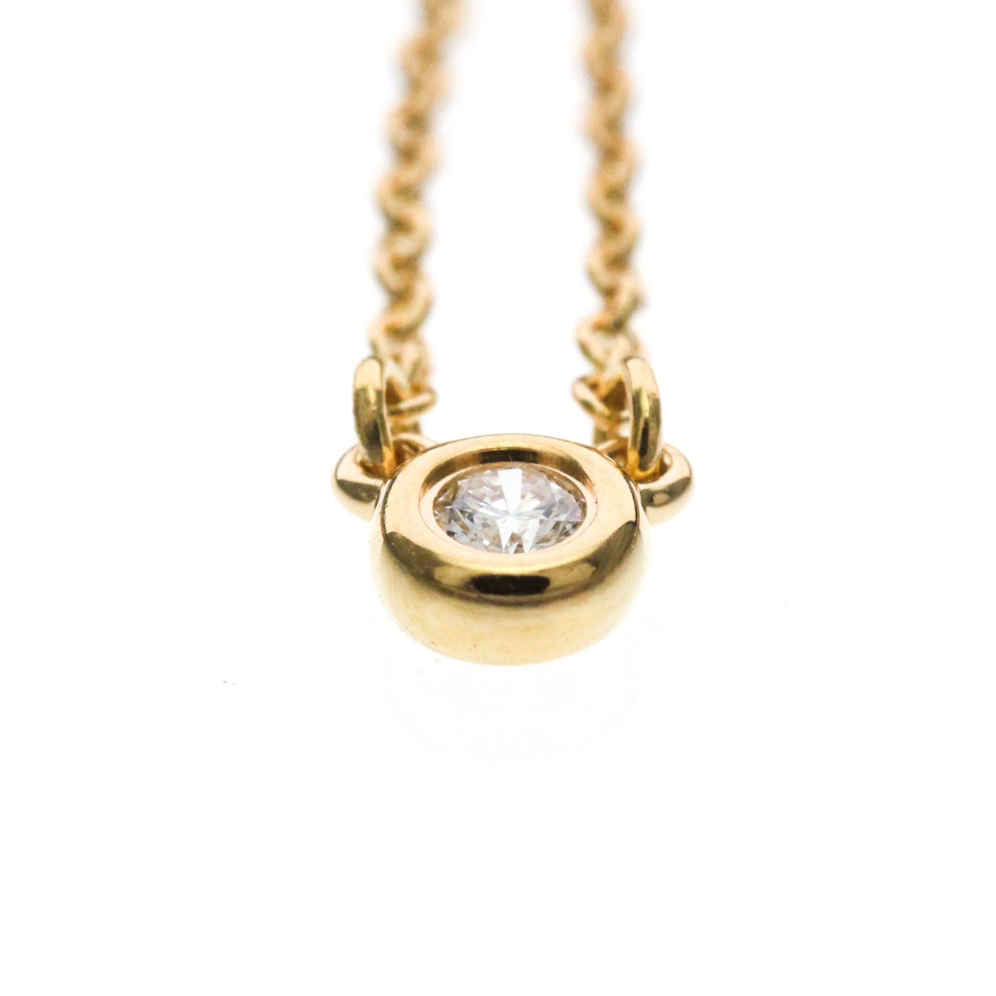 Tiffany & Co. Elsa Peretti Diamonds By The Yard 18K Pink Gold With Diamond Gold Pink_Gold Necklace Jewelry (Pre-Owned)