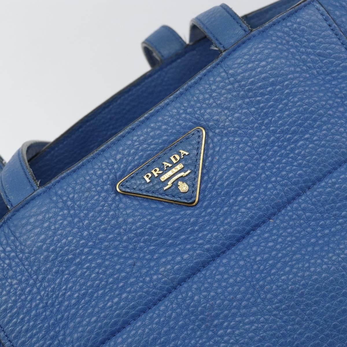 Prada Tote Vitello Daino Vitello Daino Blue Leather Tote Bag Bag (Pre-Owned)